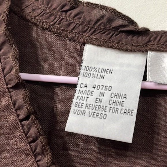 Alice Blue Linen Chocolate Brown SleevelessTop Side Zipper Embroidered Beads S - Picture 3 of 8